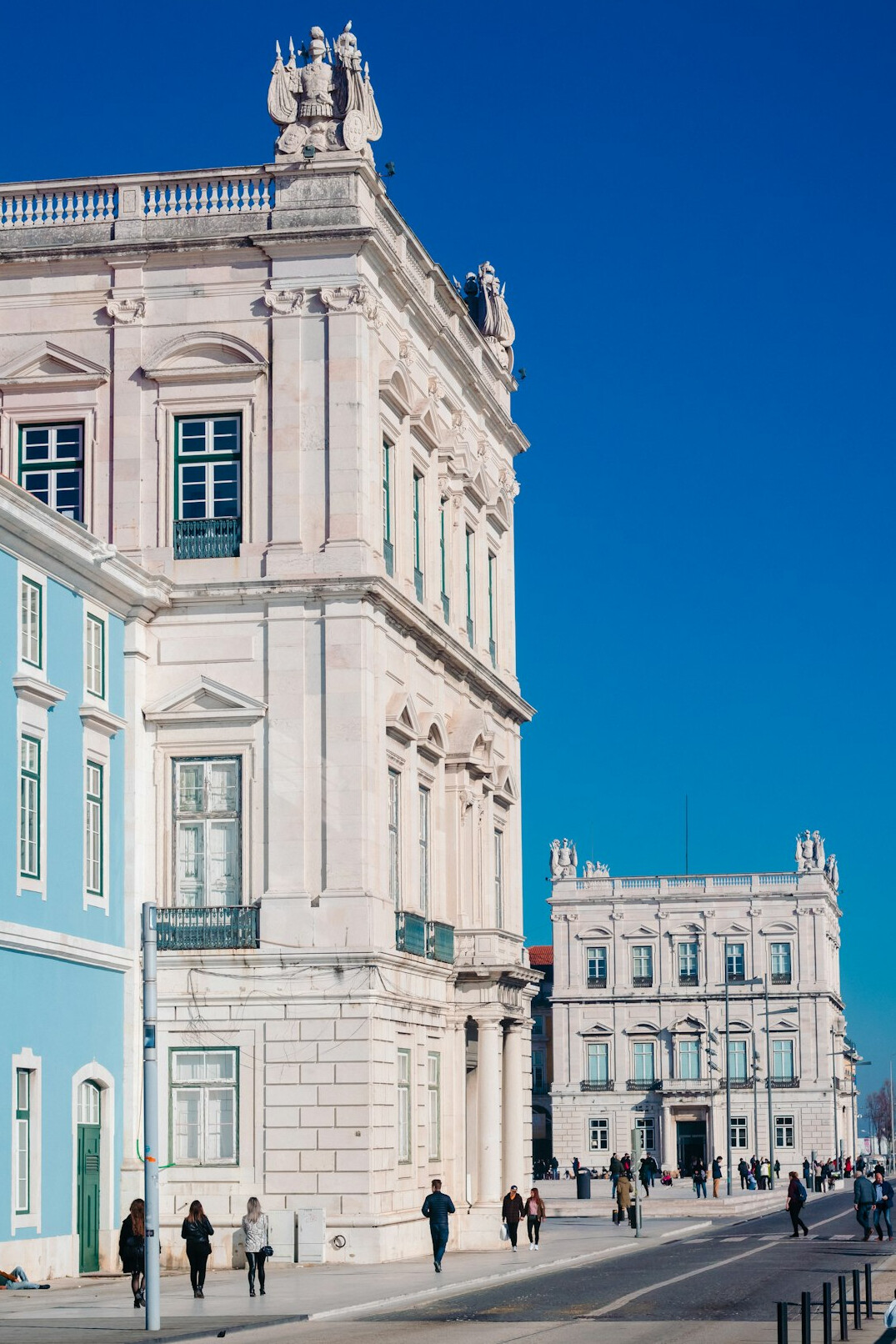 Exterior facade of a classical government building in Lisbon